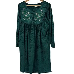 Sara Morgan green velvet embroidered tunic dress